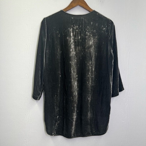Johnny Was - Colorful Grey Crushed Velvet Scoop Long Sleeve Blouse Small - Picture 11 of 11